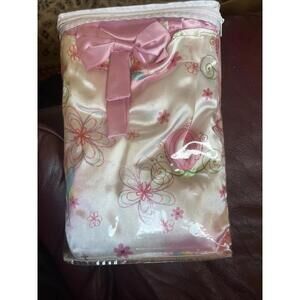 Disney Princess Cinderella Curtain Panel White Pink Bows Slipper 42” X 80”